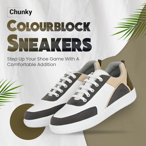 Image of STANPHORD Men Colourblock Chunky Sneakers | Synthetic Lace-Up Sports Casual Shoes | Rubber Sole | Streetwear Walking College Wear (TPBT 8011)