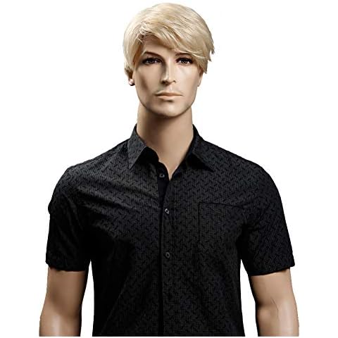 KOLIGHT Handsome Natural Business Men Blonde Wig Short Straight Men Hair Wig Cover