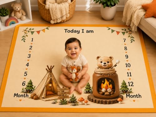 Image of NEW COMERS Milestone Baby Blanket for All Season Play Mat, Super Soft Foam | 3 Layer Thick Mat Blankets for Kids /New Born Monthly Photoshoot