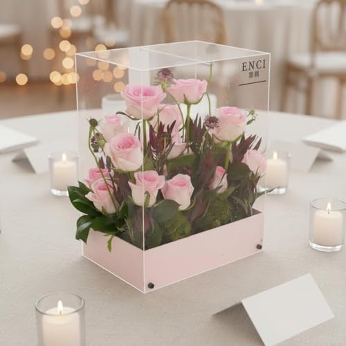 Vitrina acrílica rectangular con acabado elegante para decoración 8