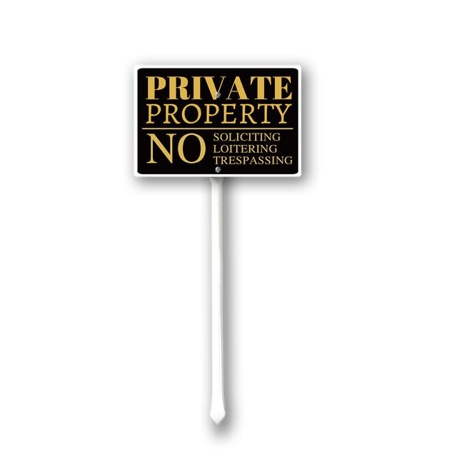 PaBoe 12 x 8 inch Private Property No Trespassing Yard Sign with Stake, Set of 1