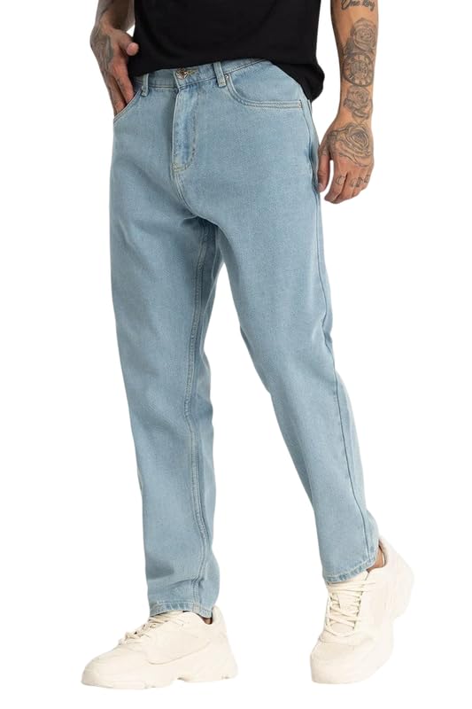 Image of Men Mom Fit High Waist Denim Jeans | Relaxed Fit Straight Leg Casual Denim Pants | Stylish Street Style & Office Wear