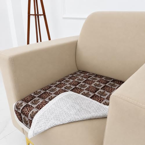 Image of Homerz Premium 'Maharaja Paradise Series' Sofa Cover | Net Fabric Sofa Cover | Washable, Anti-Dust Backed & Wrinkle Resistant Cover (Leafy Checks, 1 Seater, Only Seat Cover)