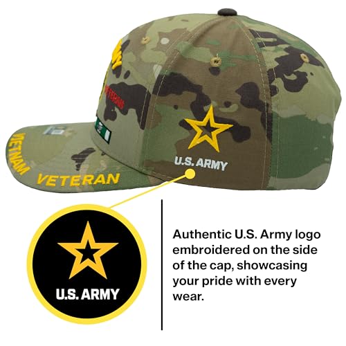 Image of Vietnam Veteran Hat US Army Official Licensed Army Veterans Embroidered Adjustable Military Baseball Cap for Men