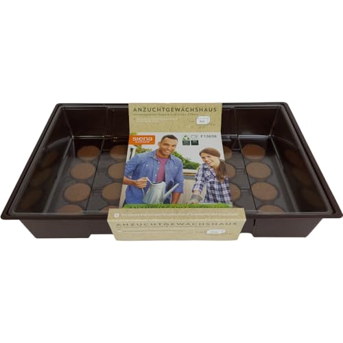 Anzuchtgewächshaus aus Kunststoff 348 x 233 x 112 mm inkl. 24 Quelltabs Ø 36 mm, mit transparentem Deckel