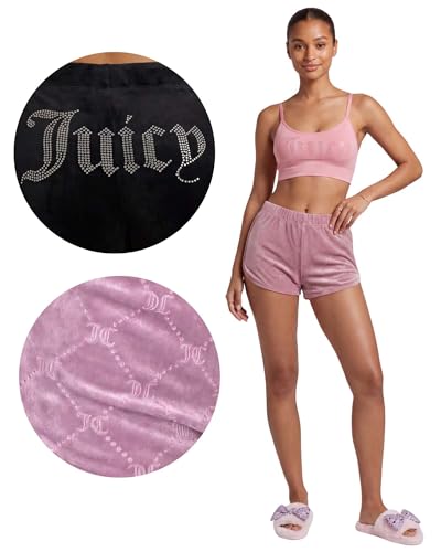 Image of Juicy Couture Women's 2-Pack Sleep and Lounge Velvet Fleece Dolphin Shorts