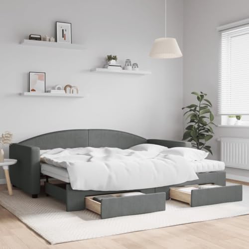 Xichuzi Sofá Cama con cajones Tela Gris Oscuro 90x200 cm, Estructura de Cama, Sofas De Salon, Sofa Relax, Sofa Bed, Base De Cama, Marco De Cama, Somier 3197243