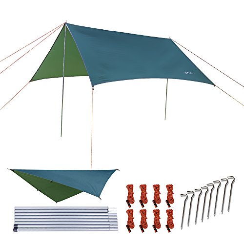 NATUREFUN Hamac Multifonctionnel 3 * 3m Toile de Tente imperméable à l'eau extérieure Abri de Camping à l'épreuve de l'eau Toile de Plage Tapis de Pique-Nique à l'eau Survival Lightweight