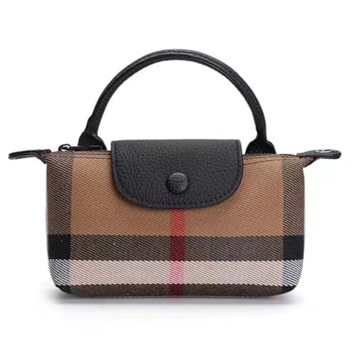 Small Plaid Canvas Crossbody Handbag