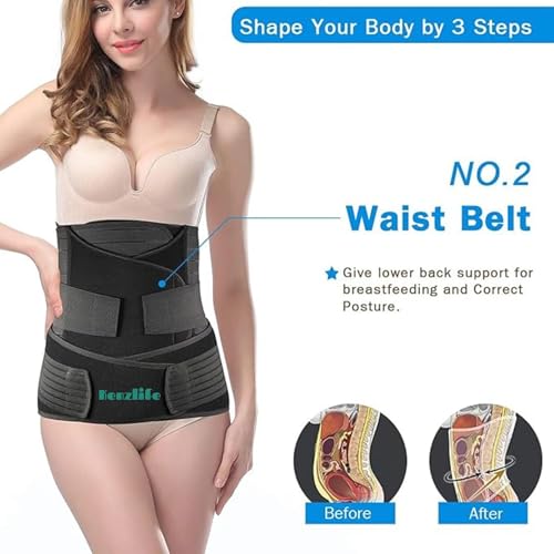 Image of Kenzlife 3 in 1 Post Pregnancy Belt for Women after Normal Delivery and C-Section Abdomen & Belly Wrap, Postpartum Recovery Belt for Belly, Waist & Pelvis Support | Free Size 30 inch-46 inch Inch (3 in 1 (Grey))
