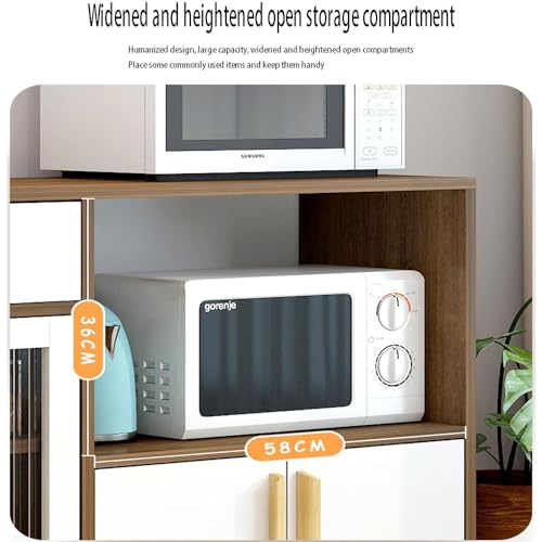 خزانة بوفيه جانبية مع مساحة تخزين - خزانة مطبخ خشبية مع ارفف وادراج وابواب اكريليك، خزانة تخزين جانبية كبيرة للمنزل للبوفيه ومحطة القهوة (ZWG014-90 سم)