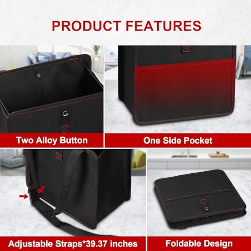 Image of Simple Deluxe Car Trash Can, Leak-Proof Car Garbage Can with Storage Pockets, Collapsible, Portable and Waterproof, 3 Gallon, Black