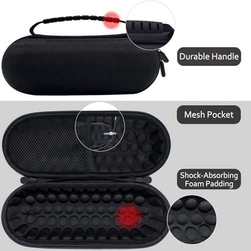 Image of ICIMBI Hard Carrying Case for Beats Pill 2024 Bluetooth Speaker,Shockproof Protective Travel Case with Foam Padding and Mesh Pocket for New Beats Pill Accessories,Black (Pack of 3)