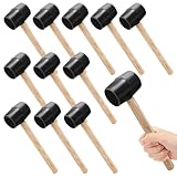 Peohud 12 Pack Rubber Mallet, 7 Oz Small Rubber Hammer with Wood Handle for Flooring, Camping, Tent Stakes, Woodworking, DIY Jewelry, Soft Blow Tasks without Damage