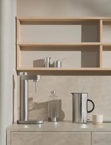 Stelton Brus Wassersprudler mit flasche, Premium Carbonator für Wasser mit CO2 - Einstellbare Sprudelstärke - Skandinavischem Design, Edelstahl