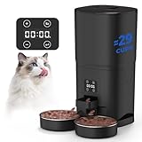 PAPIFEED Automatic Cat Feeder for 2 Cats, 7L Large Capacity Food Dispenser for Multiple Pets, Timed Cat Feeder for Dry Food, Detachable for Easy Cleaning, Up to 6 Portions 12 Meals Per Day - Black