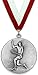 Medalla de Metal Personalizable - Tenis Masculino - Color Plata - 6,4cm - Cinta Incluida - Colores de Cinta - Rojo-Blanco