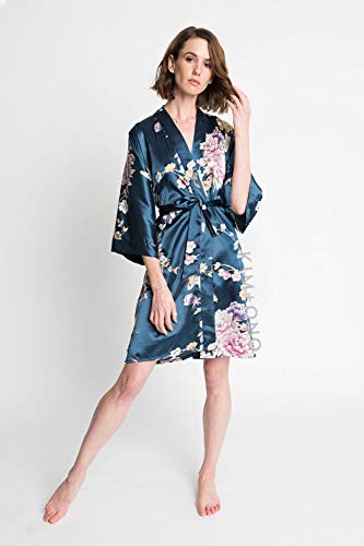 KIM+ONO Women's Satin Kimono Robe Short - Floral4