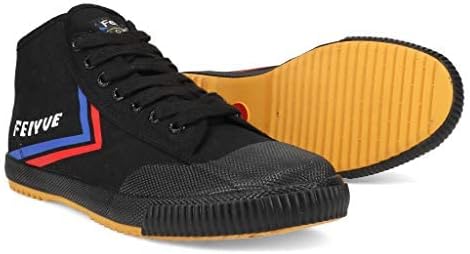 Z góry na dół view of FEIYUE 1920 Mid-Top Canvas Martial Arts Shoes in black.