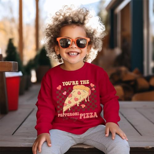 Image of MODNTOGA Toddler Girl Boy Valentines T-Shirt Love and Pizza Graphic Tee Funny Letter Pullover Tops Long Sleeve Shirt