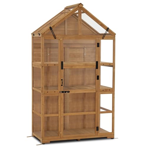 Mcombowoodengreenhouseoutdoorwithopenableroofventandadjustableshelves0826natural Urban Country Home Decor Mcombo wooden greenhouse outdoor with openable roof vent and adjustable shelves 0826 natural urban country home decor