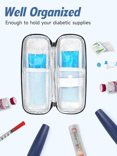 Image of YOUSHARES Portable Insulin Cooler Travel Case - TSA Approved Diabetic Medication Cooling Bag, EVA Insulated Organizer for Epi Pens, Refrigerated Diabetes Supplies Carrying Storage Kit with 2 Ice Pack