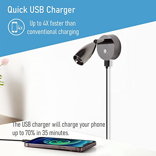 Acegoo 12V Led Reading Light Rv Dimmable Reading Lamp With Usb Charger 12 Volt Swivel Spotlight For Camper Van Truck Trailer Bed Reading, 12-24Vdc Hard-Wired (Gloss Black) #TOP2