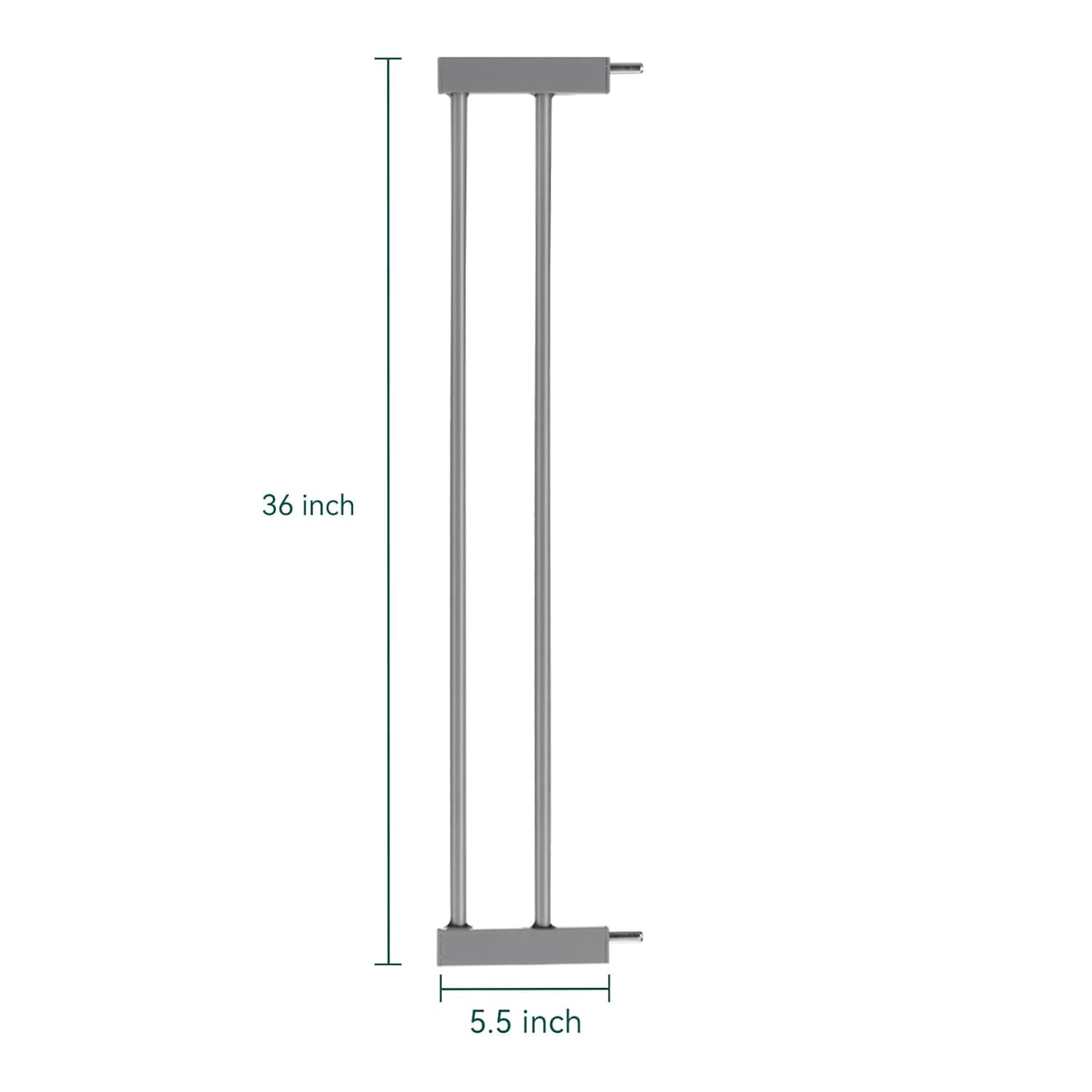 BABELIO Metal Baby/Dog Gate Extender, 5.5inch (14cm) Gray Pet Gate Extension, Extra Wide Pet Gate Accessories for Stairs & Doorways, NO Need Tools NO Drilling, 36" Tall