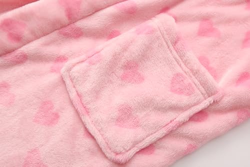 Image of Girls Fleece Hooded Robes Kids Warm Bath Robe for Girls Soft Fuzzy Bathrobe