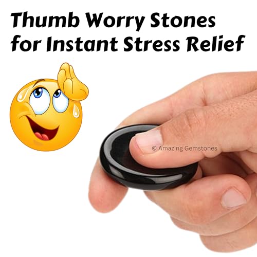Image of Amazing Gemstone Pack of 11 Bulk Worry Stones Set - Premium Wholesale Bulk Crystals Healing Stones for Anxiety, Stress, Calm Stripe Meditation