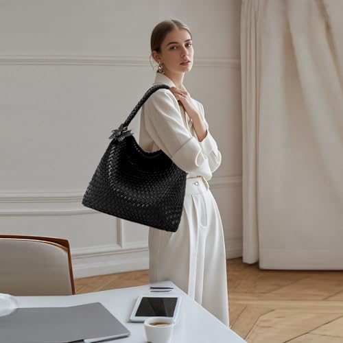 Image of Woven Tote Bag for Women, Shoulder Handbags, Beach Hobo, Handwoven Satchel Underarm Bag, Top-Handle Bag With Purses