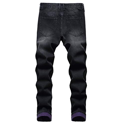 Men's Slim-fit Stretch Denim Jeans Featuring a Ripped Stretch Regular Pants2