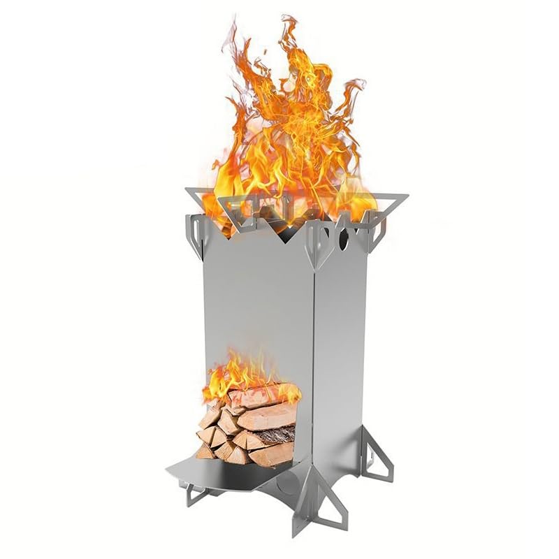 Réchaud de Camping, Réchaud de Fusée Détachable et Pliable, Réchaud de Camping Léger, Mini Réchaud de Camping Multi-combustibles, for Randonnée en Plein Air, Voyage, Pique-Nique