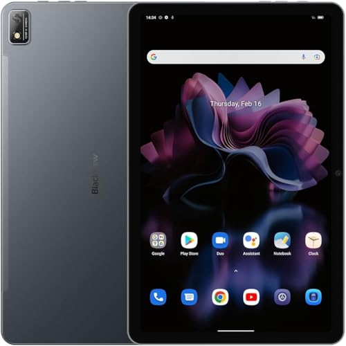 Blackview Tab 16 11'' 2K Pantalla Android 12 Tablet, 14GB+256GB (1TB Externo) Widevine L1, 7680mAh Batería, Dual SIM 4G LTE+WiFi, 13MP+8MP Cámara, Quad Box Altavoz Estéreo, 3 Modos de Lectura, Gris