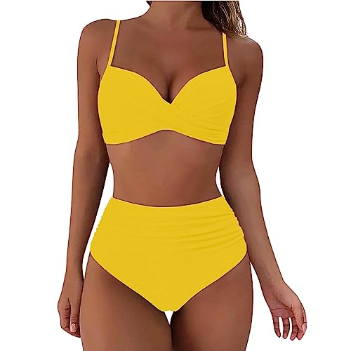 {Bikinis Tiro Alto Bikinis Parte Abajo Bikini Negra Bikini Pernera Alta Corte Ingles BañAdores Y Bikinis Vestido para Bikini Bikini Mujer Amarillo...