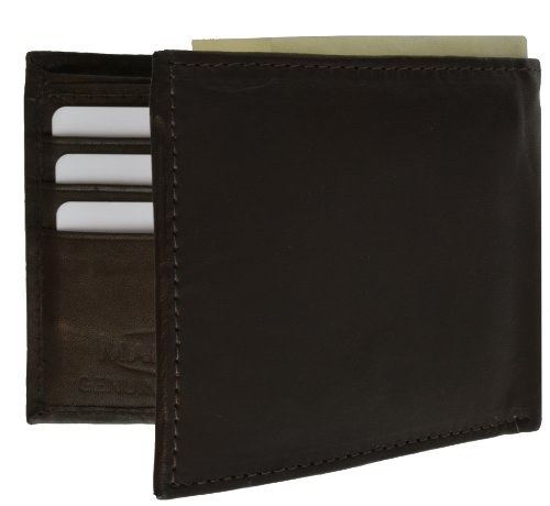 MARSHAL Wallet Men's Genuine Leather Thin Slimfold Wallet (Brown)2