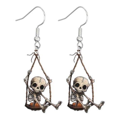 Halloween Earrings for Women Dangle,Cute Halloween Gifts for Women,Scary Skull Drop Earrings