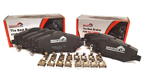 Lowest Price Beefed Up Brakes Premium Trail Rated Front & Rear Ceramic Brake Pad Kit w/hardware and grease Compatible with 2007 - 2018 Jeep Wrangler JK/JKU