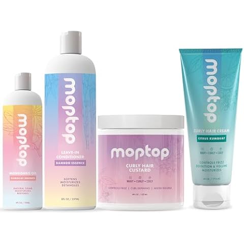 MopTop Curly Hair Bundle: Moisturizing Leave-In Conditioner with Mongongo Oil, Defining Lightweight Curl Gel for Wavy and Curly Hair Routine, Women's Haircare Cover