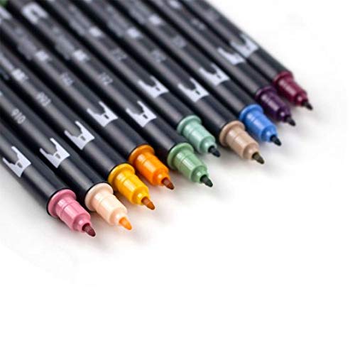 Image of Tombow 56216 Dual Brush Pen Art Markers, Cottage, 10-Pack. Blendable, Brush and Fine Tip Markers