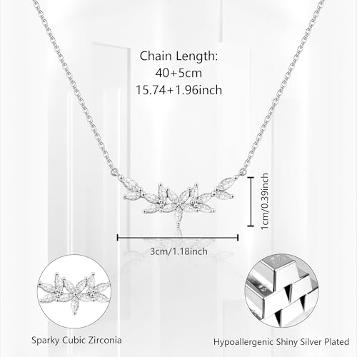 Cubic Zirconia Necklaces for Women Dainty Gold/Silver Plated Diamond Pendant Necklace Non Tarnish Cubic Zirconia Choker Necklaces for Women Trendy Jewelry Gifts4