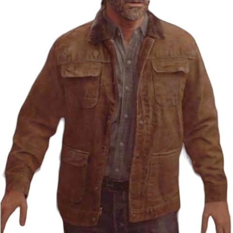 Joel Miller Last TLOU Us Trucker Of Real Suede Leather Jacket (US, Alpha, Large, Regular, Regular, Suede) Cover