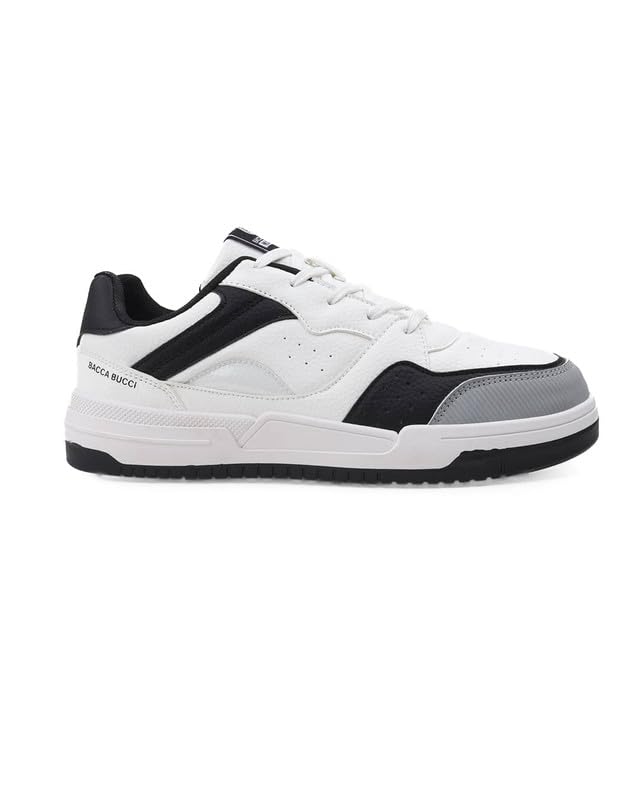 Image of Bacca Bucci Matrix Men's Low-Top Court Sneakers | Lace-Up Casual Streetwear Shoes with Textured Toe Guard