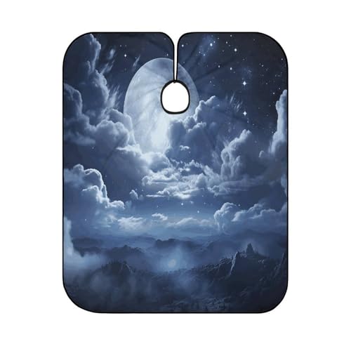 Capa para corte de cabello con luna llena y cielo nuboso miniatura 6