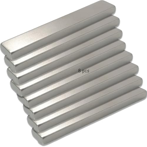 Imanes fuertes de barra, 8 imanes planos de 60 x 10 x 3 mm, con adhesivo de doble cara, imán de nevera extremadamente potente, barra magnética adhesiva extremadamente potente para múltiples usos
