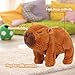 Easfan Walking Capybara Interactive Electronic Pet Plush Toy with Sounds and Movements Hopping Moving Educational Plush Toy Birthday Gifts for Kids Girls, 7'',Brown