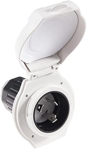 RV Shore Power Inlet 30-amp 125V with LED Great for Installation In Trailer RV Camper Van 30A Replacement Power Receptacle Twist Lock Connector with 3 Stainless Steel Pins and Screws - NEMA L5-30P