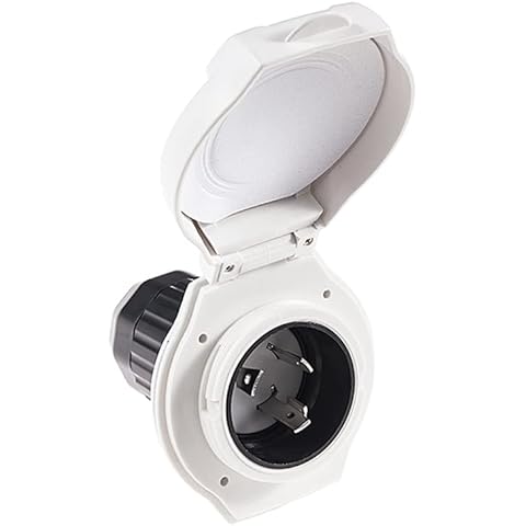 RV 30 Amp Inlet NEMA L5-30P 30amp RV Shore Power Inlet 3 Prong Electric Male Plug with Green Light Indicator and Twist Lock Connector for RV Camper Trailer Replacement,Foam Seal,Rated for 30A 125V Cover