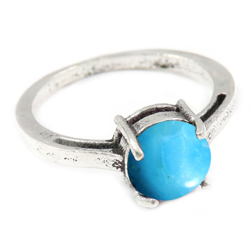 JEWELSTREZORO TSR364AA - Anillo de plata de ley con piedras preciosas para hombre y mujer, todos los tamaños, hecho a mano, K 1/2, Metal Piedra preciosa., Turquesa cultivada en laboratorio