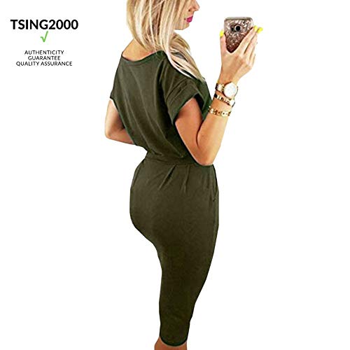 Image of PALINDA Women's Striped Elegant Short Sleeve Wear to Work Casual Pencil Dress with Belt